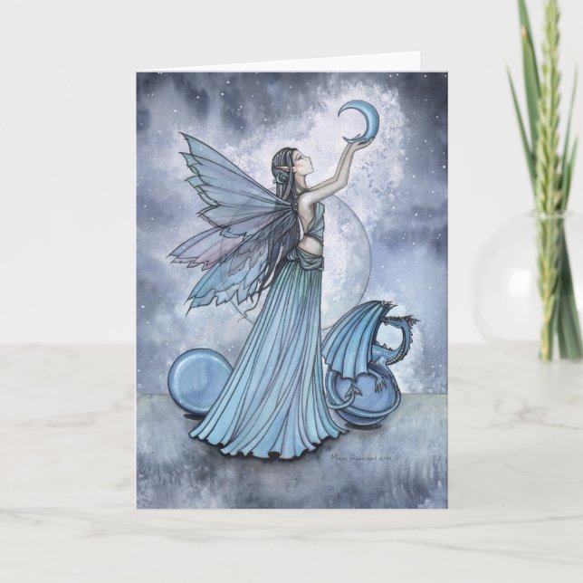 Beaituful Blue Fairy Dragon Card av Molly Harrison Kort (Framsida)