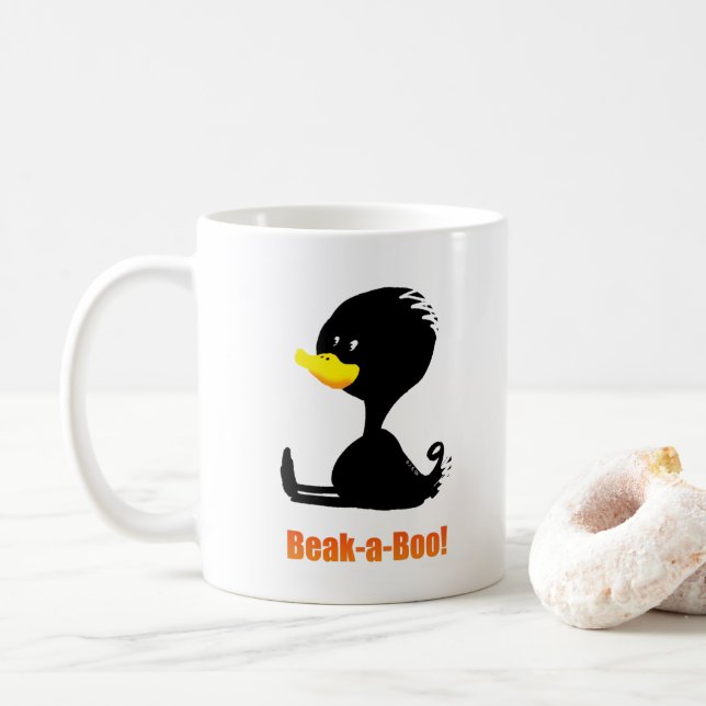 Beak-a-Boo! Cute Cartoon Duck with Funny Pun Kaffemugg (Med munk)