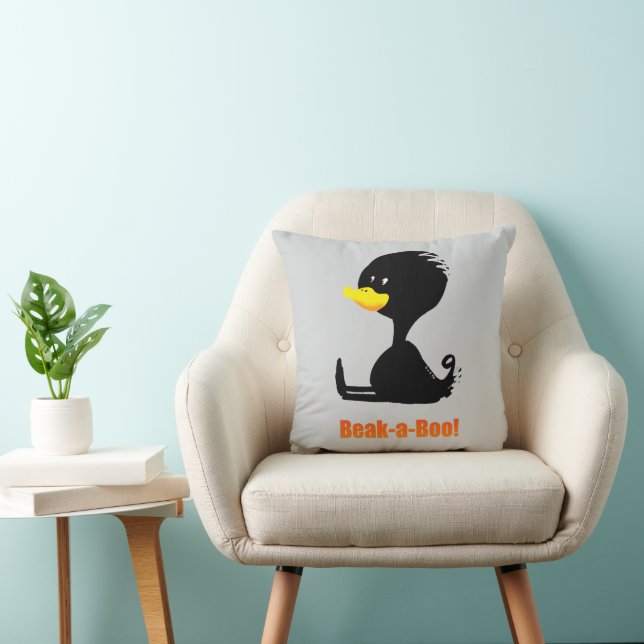 Beak-a-Boo! Cute Cartoon Duck with Funny Pun Kudde (Stol)