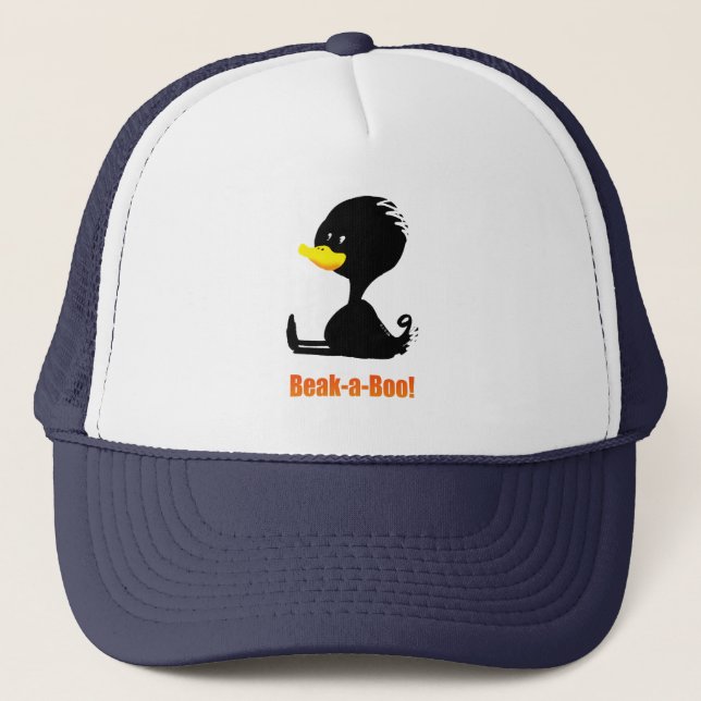 Beak-a-Boo! Söt Tecknad Anka med Rolig Puns Keps (Framsida)