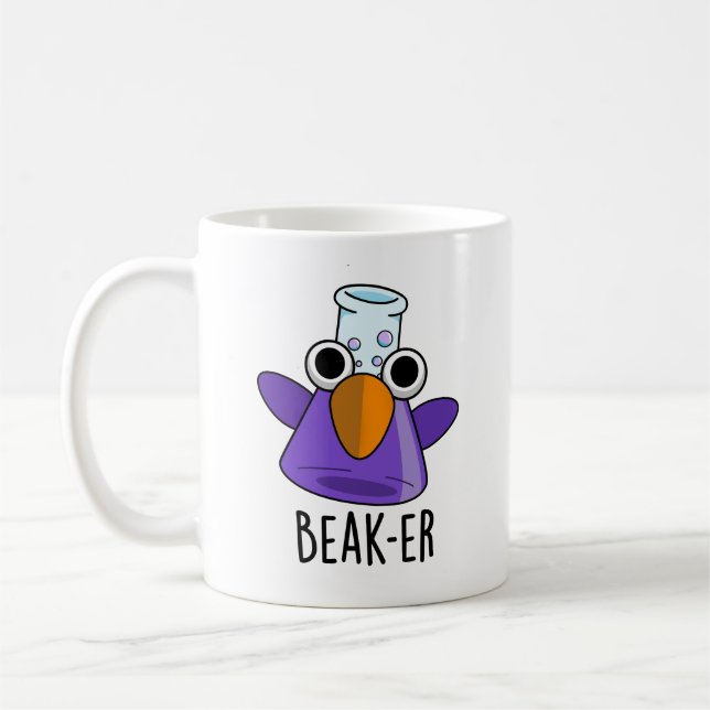 Beak-er Funny Chemistry Pun Kaffemugg (Vänster)