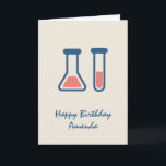Beaker & Test Tube Science, född dag Kort<br><div class="desc">Hälsningskort med söt teckning i ett provrör och bägare. Perfekt för älskare.</div>