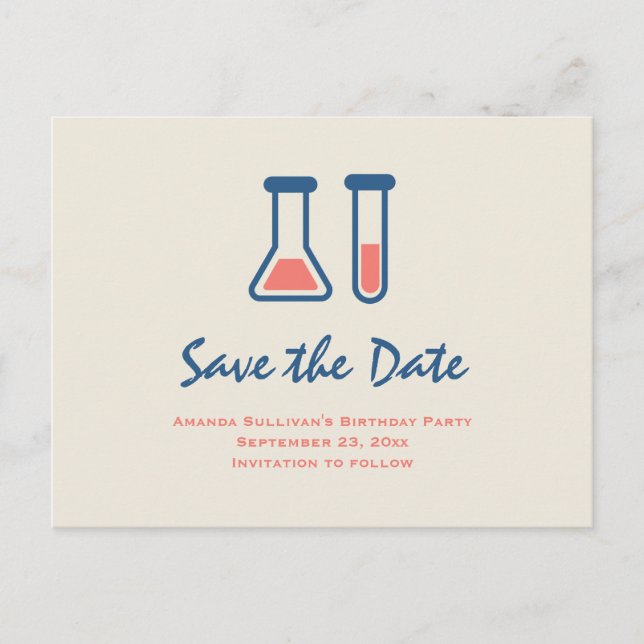 Beaker & Test Tube Science Théed Save Date Inbjudan Vykort (Framsida)