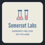 Beaker & Test Tube Science ThLED Business Fyrkantigt Klistermärke<br><div class="desc">Affärsmärken med ett sött teckning i ett provrör och bägare.</div>