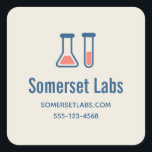 Beaker & Test Tube Science ThLED Business Fyrkantigt Klistermärke<br><div class="desc">Affärsmärken med ett sött teckning i ett provrör och bägare.</div>