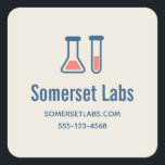 Beaker & Test Tube Science ThLED Business Fyrkantigt Klistermärke<br><div class="desc">Affärsmärken med ett sött teckning i ett provrör och bägare.</div>
