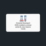 Beaker & Test Tube Science Thmet Adressetikett<br><div class="desc">Adressetiketter med ett sött teckning av ett provrör och bägare. Perfekt för vetenskapstyper.</div>
