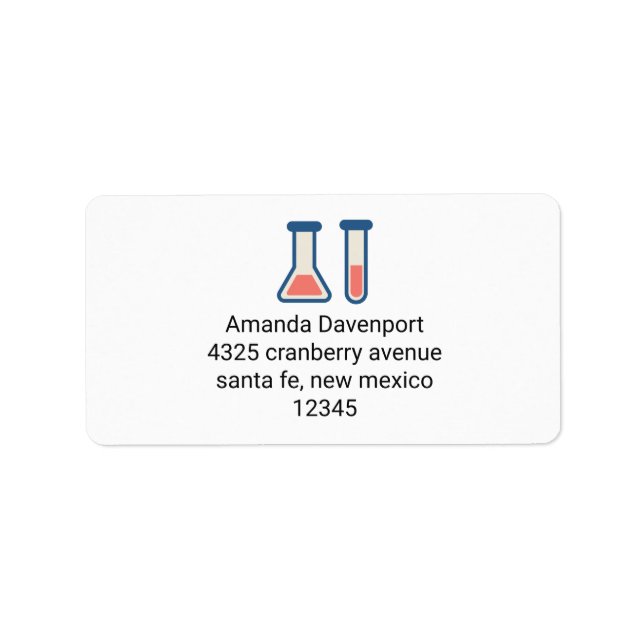 Beaker & Test Tube Science Thmet Adressetikett (Framsidan)