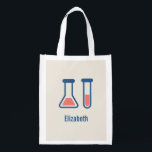 Beaker & Test Tube Science Thmet Återanvändbar Påse<br><div class="desc">Livsmedel tote med ett sött teckning av ett provrör och bägare. Perfekt för vetenskapstyper.</div>