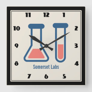 Beaker & Test Tube Science Thmet Fyrkantig Klocka