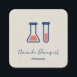 Beaker & Test Tube Science Thmet Fyrkantigt Visitkort<br><div class="desc">Affärskort med ett sött teckning av ett provrör och en bägare. Perfekt för vetenskapstyper.</div>