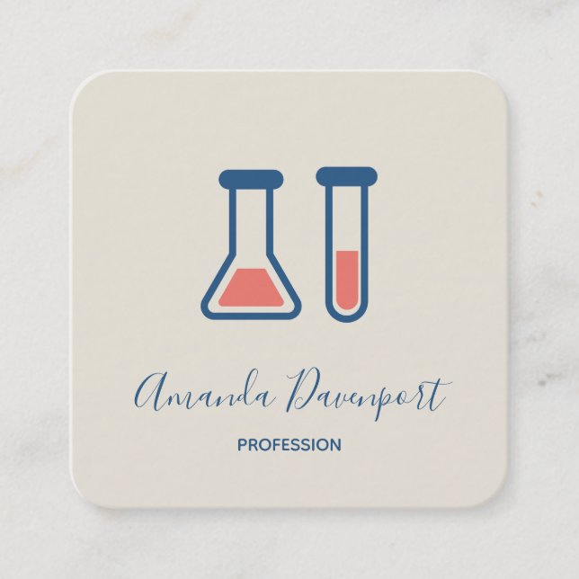 Beaker & Test Tube Science Thmet Fyrkantigt Visitkort (Framsida)