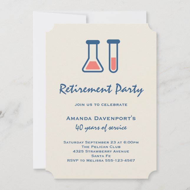 Beaker & Test Tube Science Thmet Pension Inbjudningar (Framsida)