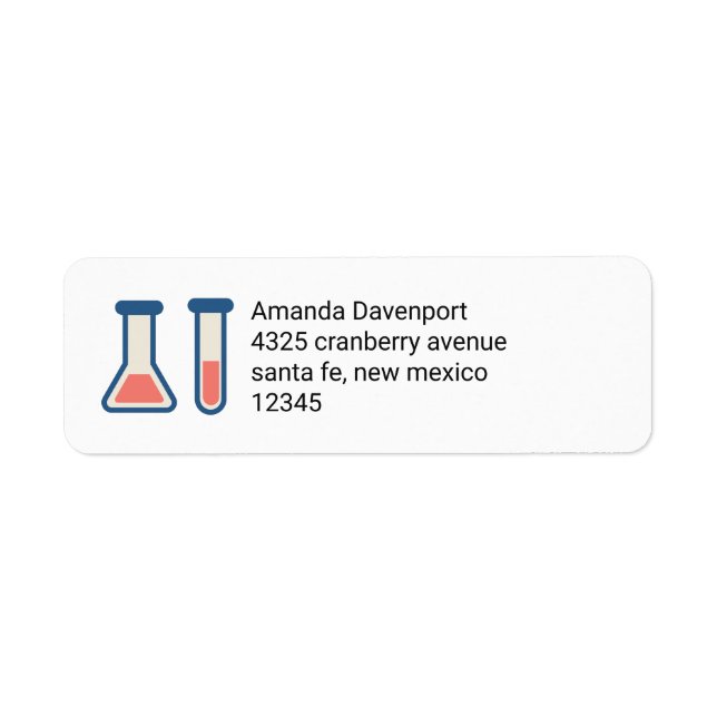 Beaker & Test Tube Science Thmet Returadress Etikett (Framsidan)