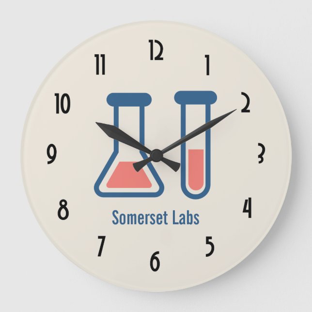 Beaker & Test Tube Science Thmet Stor Klocka (Framsida)