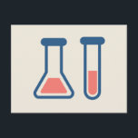 Beaker & Test Tube Science Thmet Vykort<br><div class="desc">Ett vykort med söt teckning i ett provrör och bägare. Perfekt för vetenskapstyper.</div>