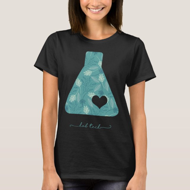 Beaker with heart medical lab tech love lab week t shirt (Framsida)