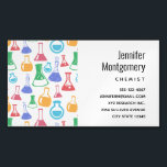 Beakers and Flasks Roligt Science Mönster<br><div class="desc">Magnetiskt affärskort med roligt och färglöst mönster. Forskare vibe med bakers och flaskor av olika format och storlek i starkt lycklig färg.</div>
