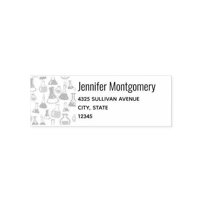 Beakers and Flasks Roligt Science Mönster Adress Självfärgande Stämpel (Design)