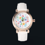 Beakers and Flasks Roligt Science Mönster Armbandsur<br><div class="desc">En klocka med roligt och färglöst mönster. Forskare vibe med bakers och flaskor av olika format och storlek i starkt lycklig färg.</div>