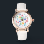 Beakers and Flasks Roligt Science Mönster Armbandsur<br><div class="desc">En klocka med roligt och färglöst mönster. Forskare vibe med bakers och flaskor av olika format och storlek i starkt lycklig färg.</div>