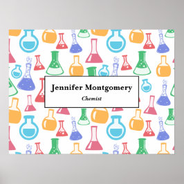 Beakers and Flasks Roligt Science Mönster Business Poster