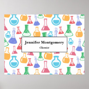 Beakers and Flasks Roligt Science Mönster Business Poster