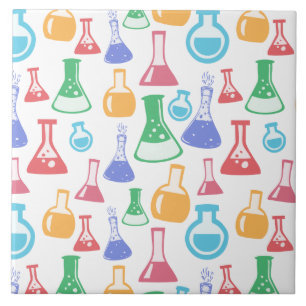 Beakers and Flasks Roligt Science Mönster Kakelplatta