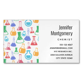 Beakers and Flasks Roligt Science Mönster Magnetiska Visitkort