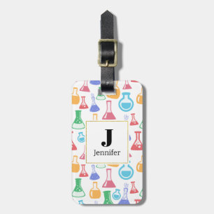 Beakers and Flasks Roligt Science Mönster Monogram Bagagebricka