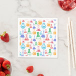 Beakers and Flasks Roligt Science Mönster Pappersservett<br><div class="desc">Pappra blöjor med roligt och färglöst mönster. Forskare vibe med bakers och flaskor av olika format och storlek i starkt lycklig färg.</div>