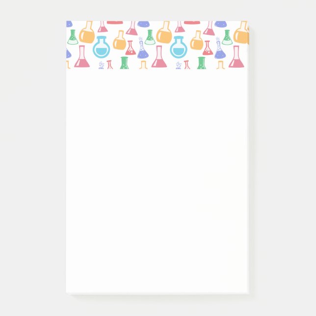 Beakers and Flasks Roligt Science Mönster Post-it Block (Framsida)