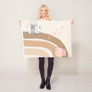Beaktande Cat Fallin i kärlek Fleece Blanket