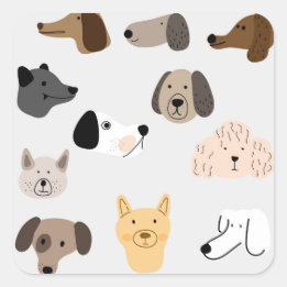 Beaktande illustration av Hund i Mönster Fyrkantigt Klistermärke