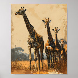 Beaktliga gåvor: Vintage Giraffes Poster