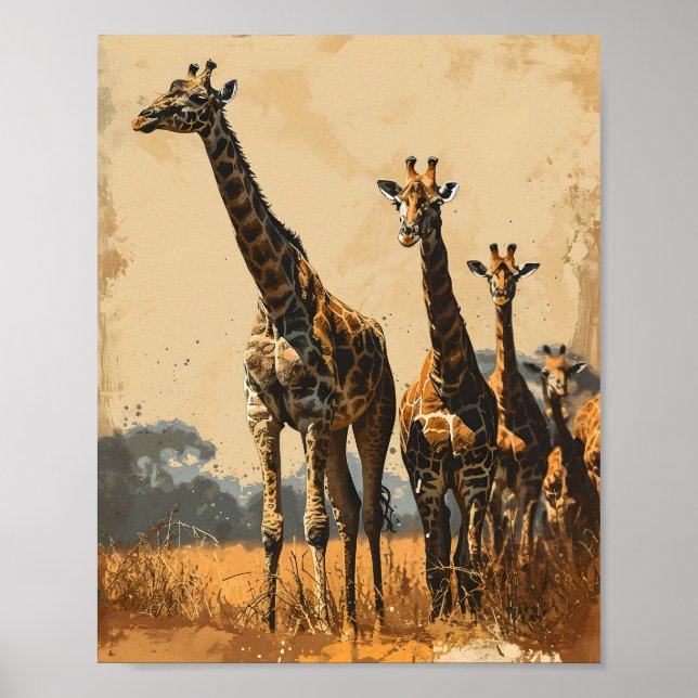 Beaktliga gåvor: Vintage Giraffes Poster (Framsidan)