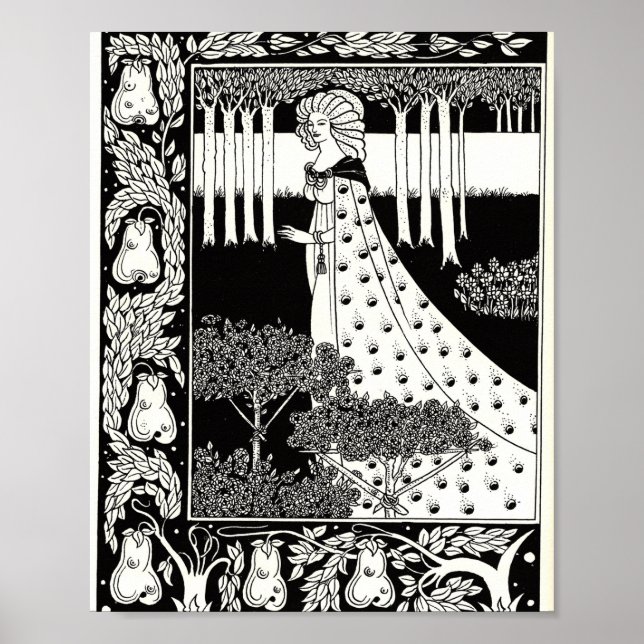 Beale Isoud vid Joyous Gard, Aubrey Beardsley Poster (Framsidan)