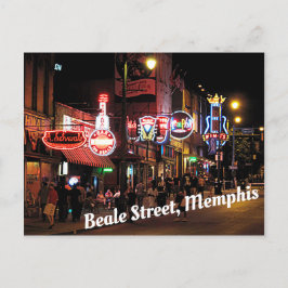 Beale Street, Memphis, Tennesee night scen Vykort