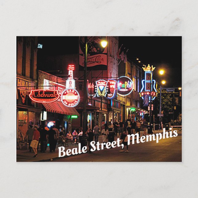 Beale Street, Memphis, Tennesee night scen Vykort (Framsida)