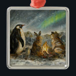 Beam Lingering Whimsical Aurora Animals Painting Julgransprydnad Metall<br><div class="desc">Bring a touch of whimsical farmhouse charm to your home with the Autumn Tailwags ornament. This piece features a beautiful original oil painting of three playful Golden Retrievers frolicking through a golden carpet of fallen leaves. It perfectly captures a retro cottagecore aesthetic with its warm amber tones and misty autumn...</div>