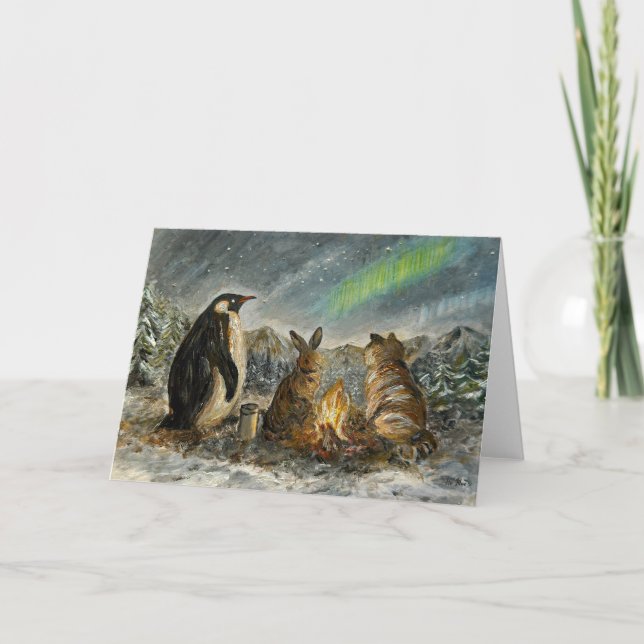 Beam Lingering Whimsical Aurora Animals Painting Kort (Framsida)