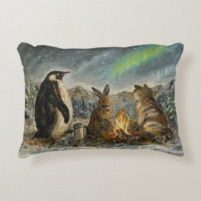Beam Lingering Whimsical Aurora Animals Painting Prydnadskudde (Framsidan)