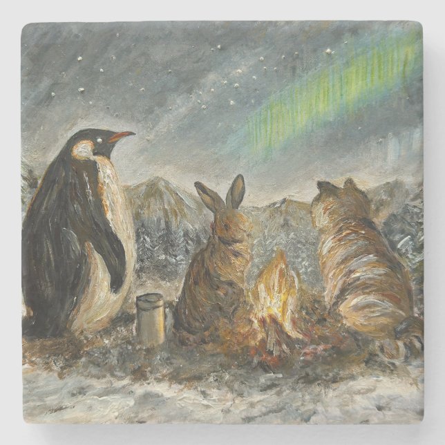 Beam Lingering Whimsical Aurora Animals Painting Stenunderlägg (Framsidan)