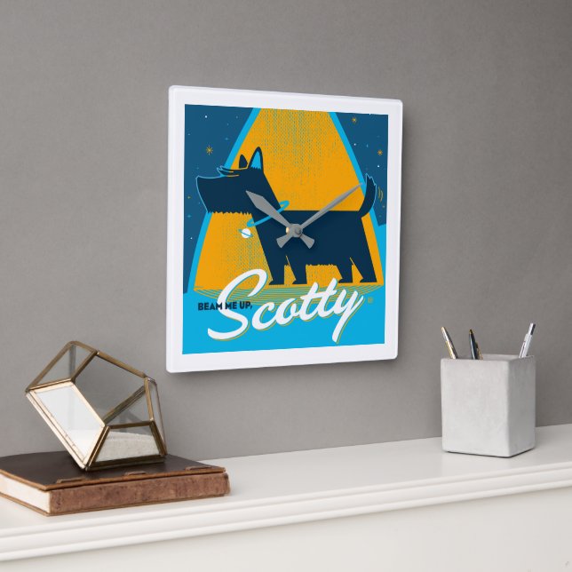 Beam Me Up Scotty Fyrkantig Klocka (Kontor)