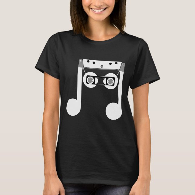 Beam Notes Beamed Eighth Music Cassette Design T Shirt (Framsida)