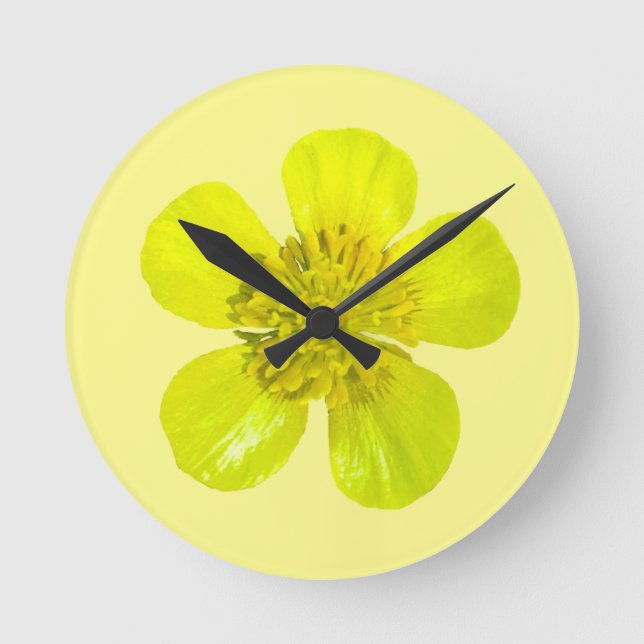 Beaming Butterkoppsblomma - genomskinlig. Rund Klocka (Framsida)