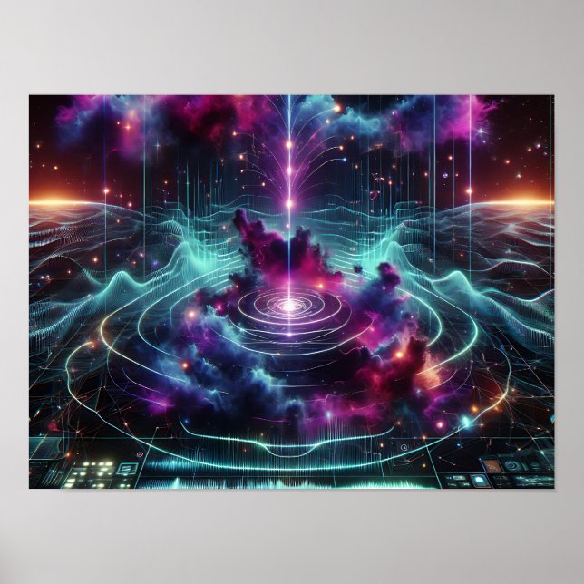 Beams And Waves Cosmic Energy Sci-fi Space Poster (Framsidan)