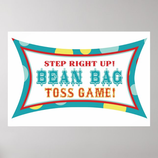 Bean Bag Toss Booth Sign Carnival Circus Birthday Poster (Framsidan)