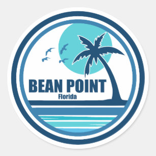 Bean Point Beach Florida Handflatan Träd Birds Runt Klistermärke