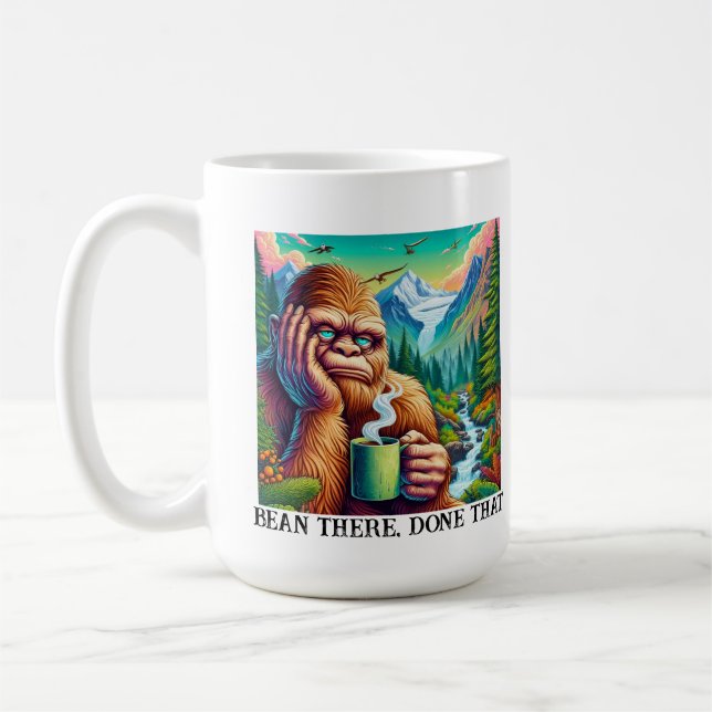 Bean There, Done That - Rolig Bigfoot-design Kaffemugg (Vänster)